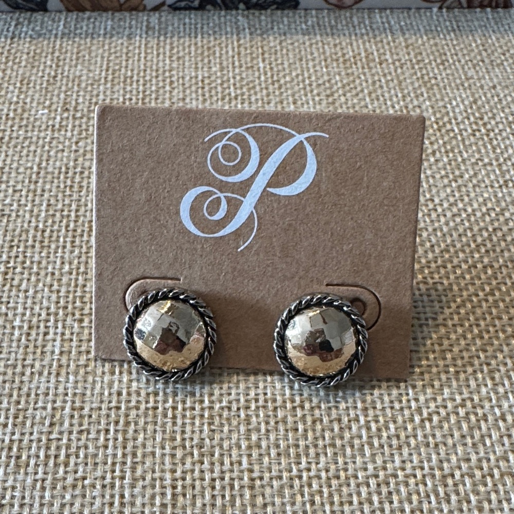 Plunder Silver and Gold Textured Earrings